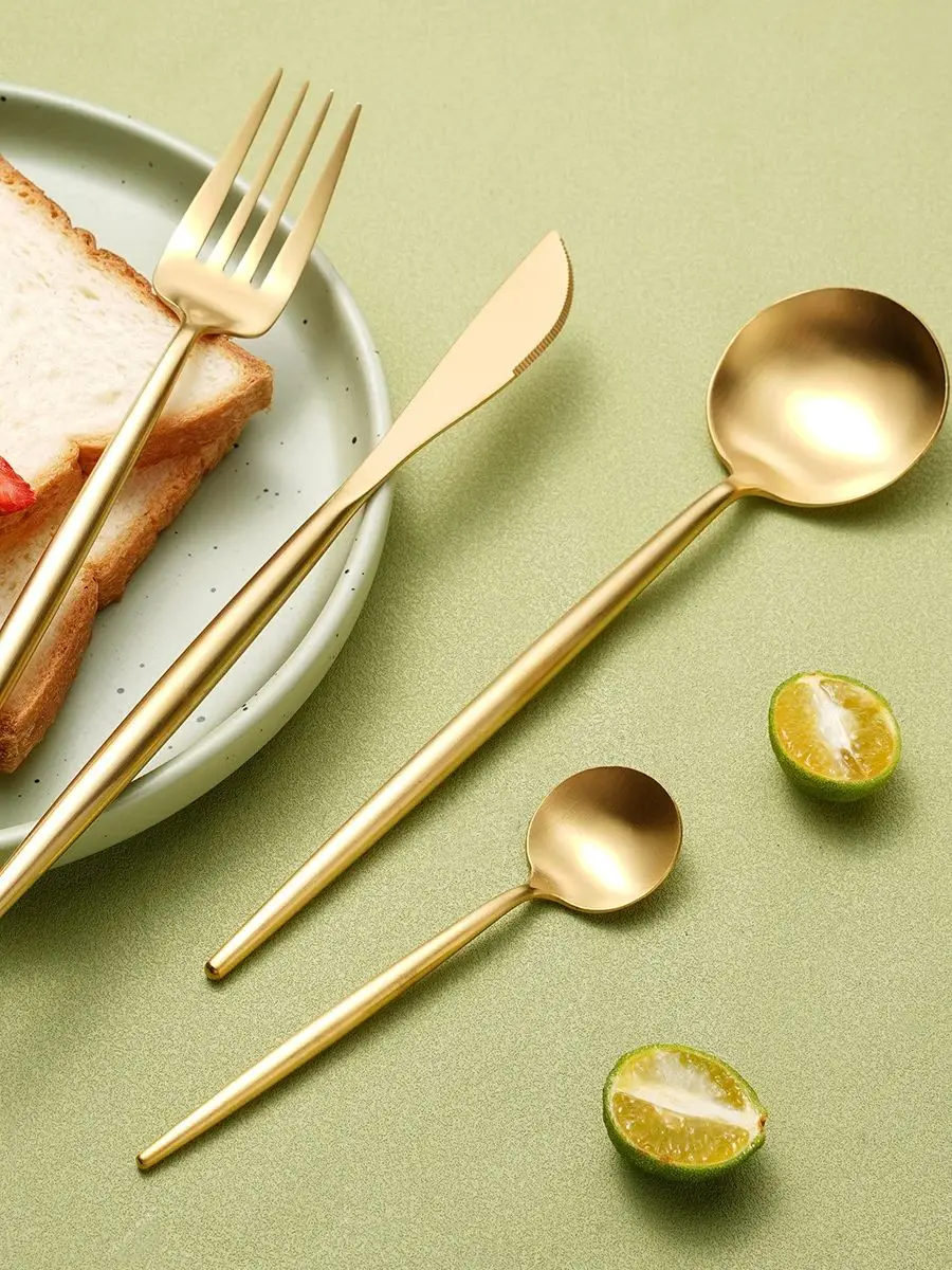 100-piece Stainless Steel Portuguese High-end Tableware Hotel Western Food Knife and Fork Spoon Coffee Dessert Fork