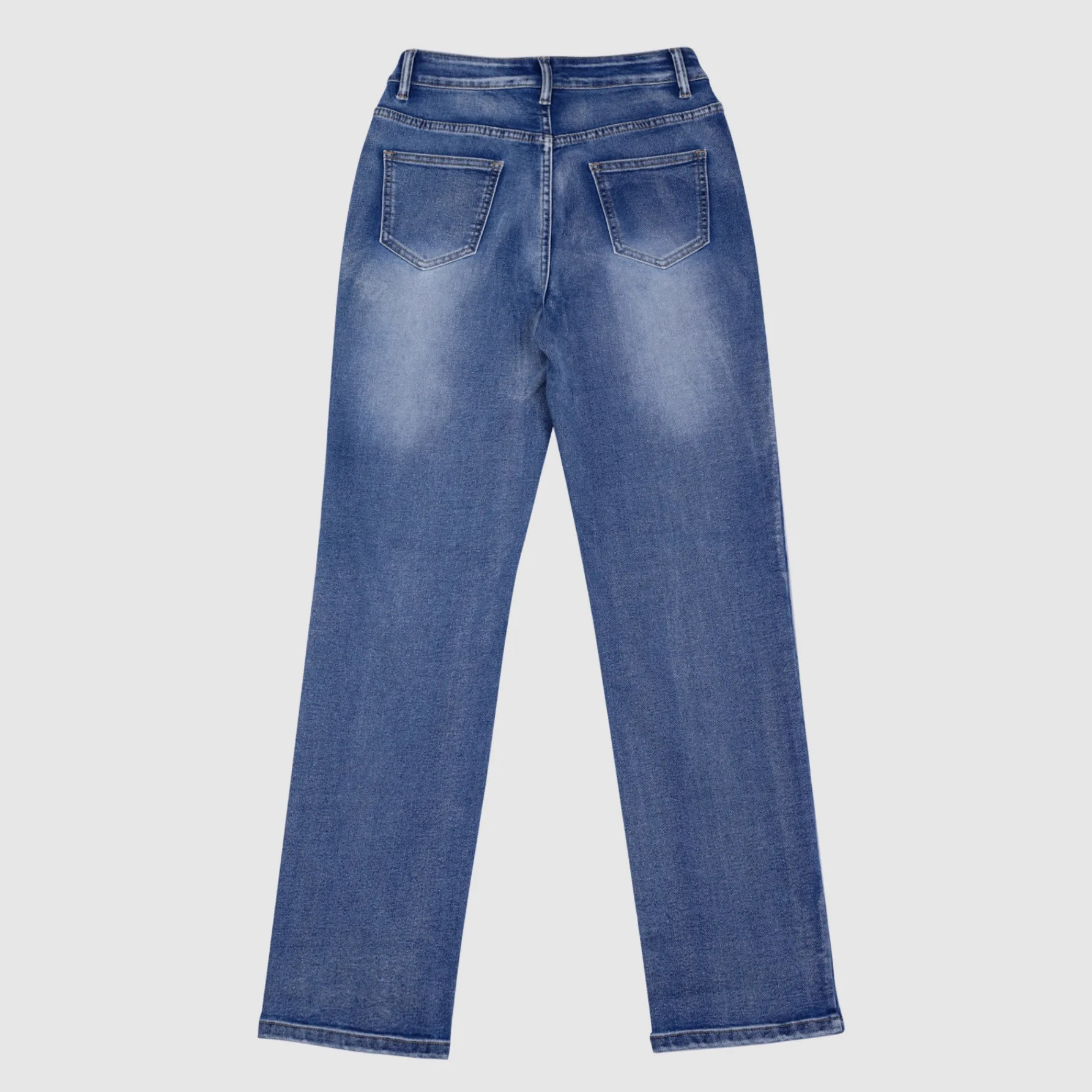 European and American Dark Blue Elastic Denim Straight-leg Pants Pipe Pants