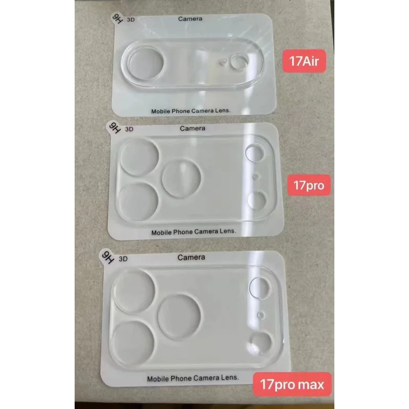Odpowiedni do iPhone'a 17 Air, przezroczysta folia ochronna na obiektyw aparatu 3D stereoskopowa do Apple 17 Pro Max, folia ochronna na obiektyw z sitodrukiem.