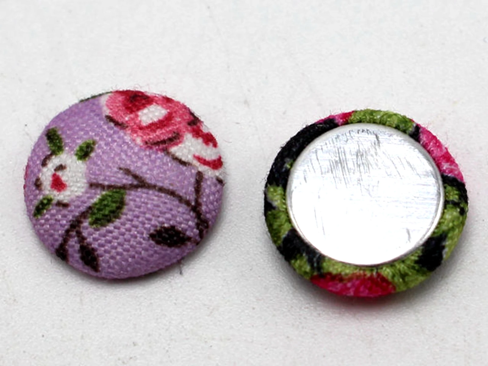 50 Mixed Color Flatback Fabric Flower Covered Buttons Round 11mm for DIY Hair Clip