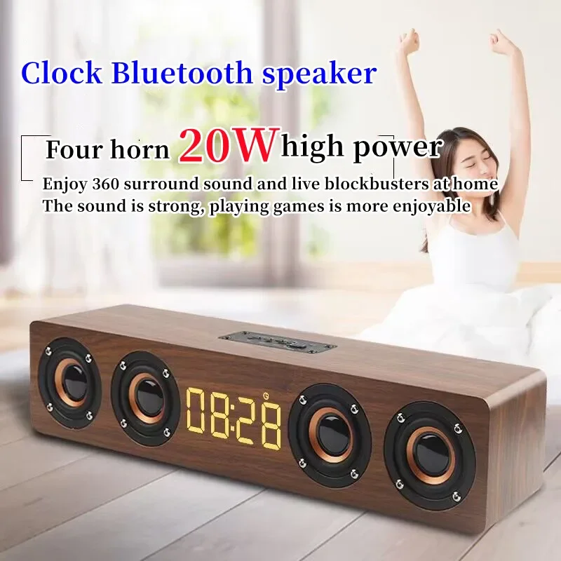 Retro Wooden Bluetooth Speaker 4 Speakers Sound Bar TV Echo Wall Home Theater Sound System HIFI Sound Quality Soundbox For PC/TV