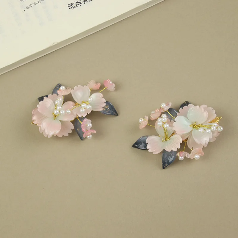Y2k Fresh Hanfu Pair Clip Xianmei Antique Hairpin Girl's Side Flower Edge Clip Cheongsam Accessories Tang Style Small Generation