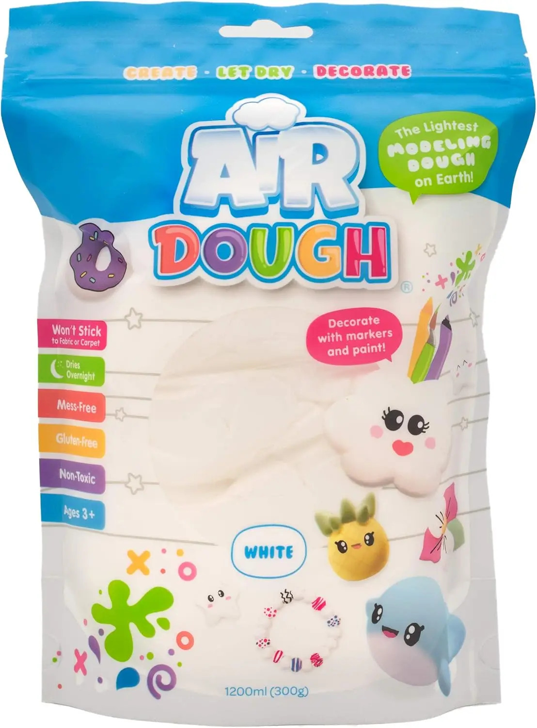 

White Air Dry Ultra Light Non-Toxic Modeling Clay in Resealable Bag with Tutorial Videos for Kids DIY Arts Crafts
