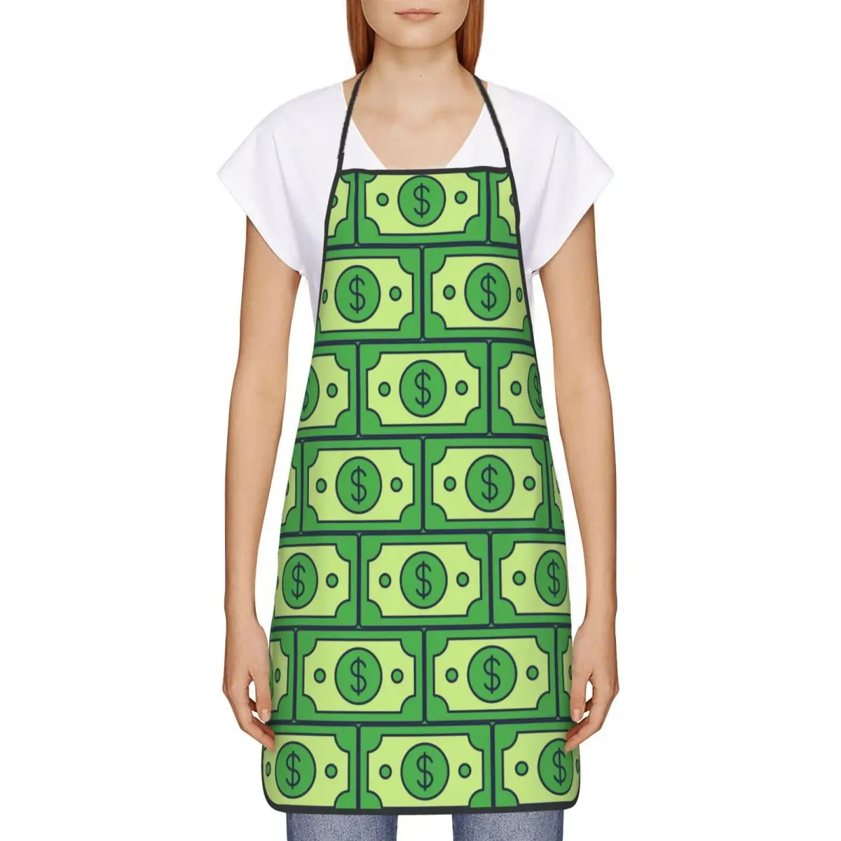 Custom Funny American Money Dollar Bill Bib Apron Men Women Unisex Kitchen Chef Tablier Cuisine for Cooking Baking Gardening