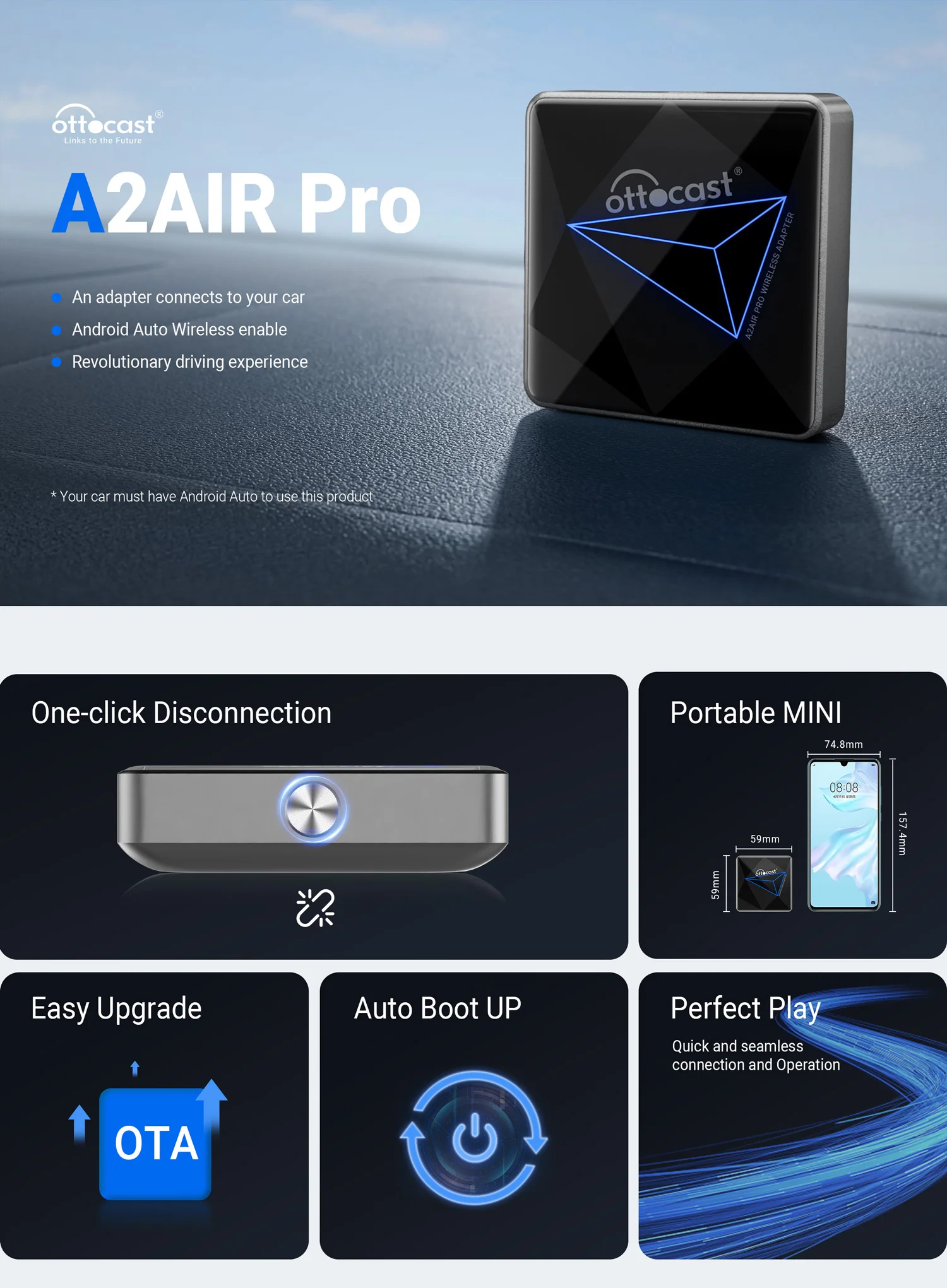 Adattatore Wireless CarPlay 2-in-1 Per IPhone E Android – Mini Dongle 5.8 GHz Con Pulsante Di Switch, Per Auto Con CarPlay Cablato