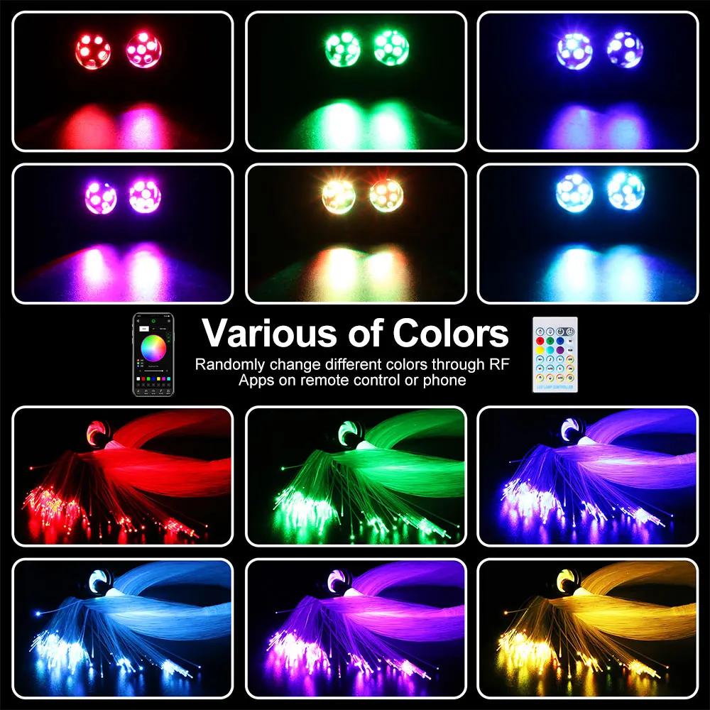 32W RGBW Double Head Car Meteor Sky Music Control Car Roof Star Fiber Optic Star Ceiling kit Smart APP Twinkle Fiber Optic Light