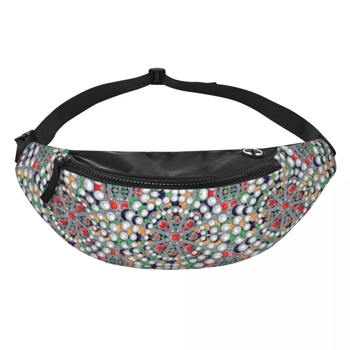 Kabyle Jewelry Tafzimth Amazigh Fanny Pack Men Women Ethnic Geometric Crossbody Waist Bag for Travel Cycling Phone Money Pouch