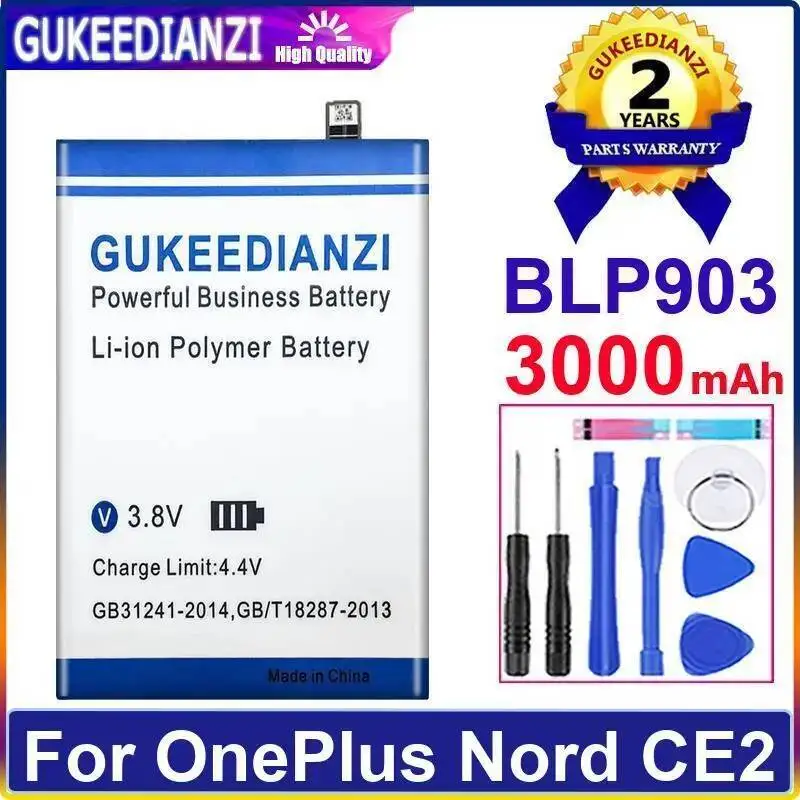 

Аккумулятор мобильного телефона для Oneplus Nord CE2 Надежный источник питания BLP903 3000 мАч Быстрая зарядка