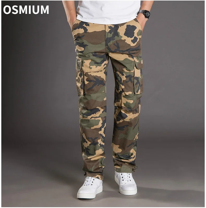 Trousers Boys Spring Men Camouflage Pants Cotton Male Overalls Casual Green Cargo Pants Long Straight Mens Big Size Camo Pants