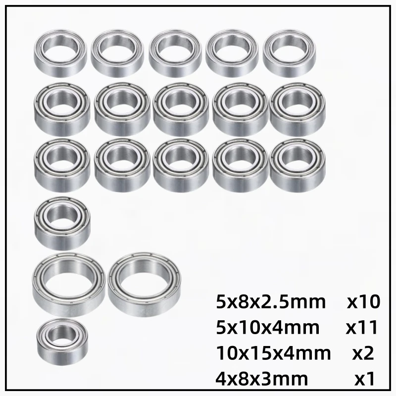 24Pcs Sealed Ball Bearing Kit for Tamiya FF‑03 FF03 Pro 1/10 RC FWD Touring Car MR85 MR105 6700 MR84 Upgrade Replacement Set