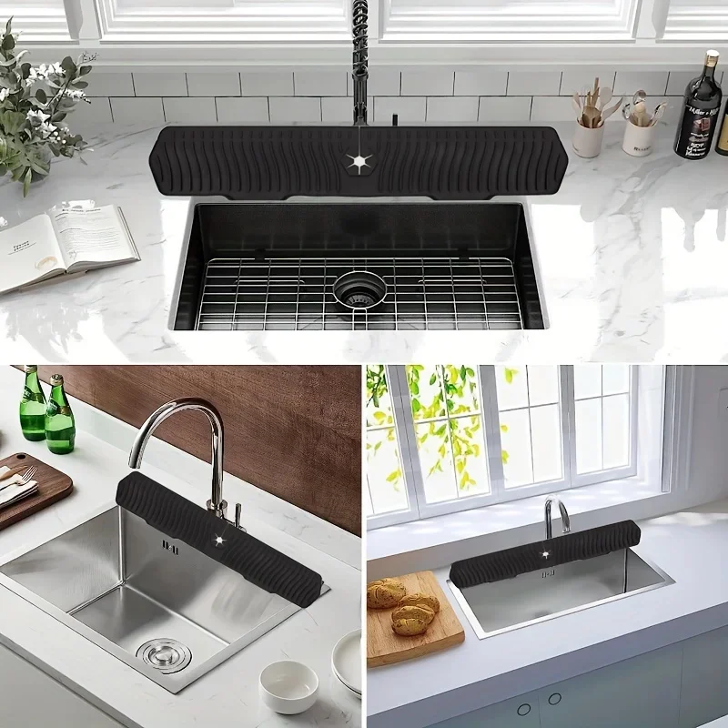 Silicone Sink Splash Guard Mat, Torneira Drip Catcher Tray, Cozinha e Banheiro, Protetor de gotejamento bancada, 30"