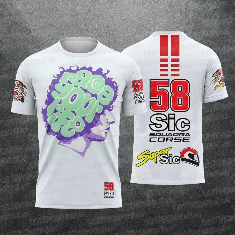 No.58 Rider Marco Simoncelli Fan Pink 2026 New Motorcycle Racing Summer Casual Short Sleeved T-shirt FamilyMatching
