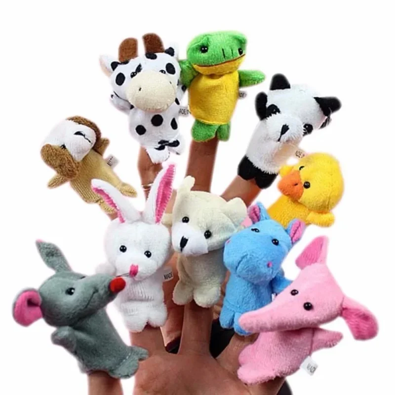 Soft Plush Finger Puppets Set Mini Stuffed Animals Cartoon Hand Doll Storytelling Playing Schools Birthday Party Favor Supplies