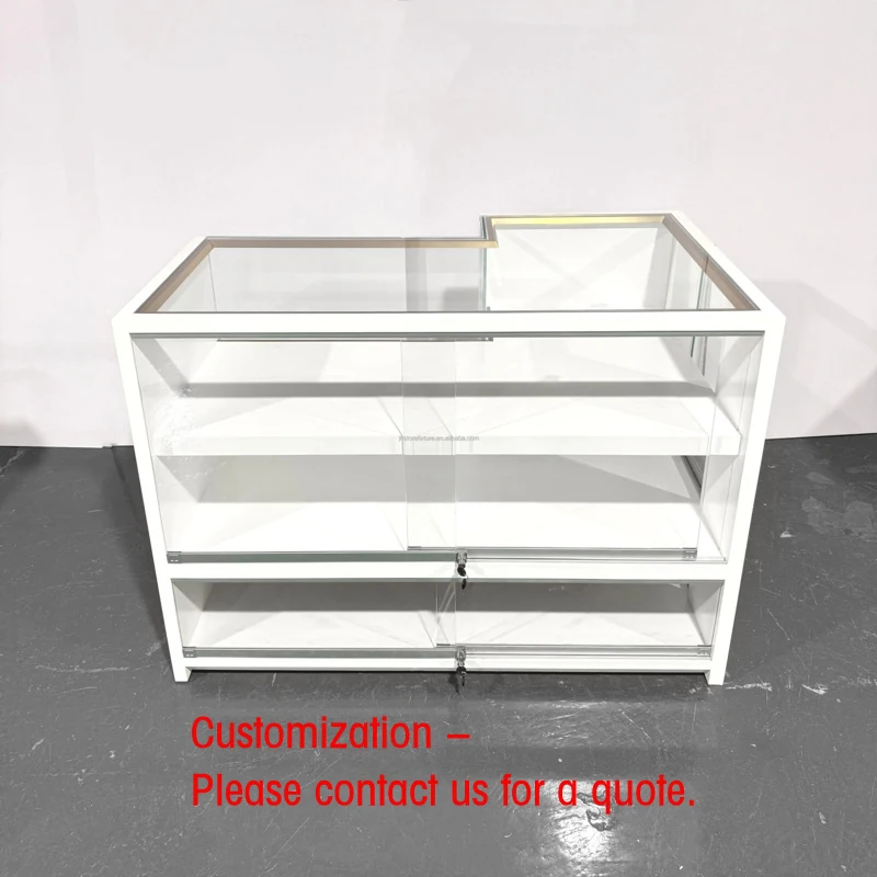 

custom.Jewelry Counter Display Drawer White Jewelry Pedestal showcase with Storage LED Light Jewelry Luxury Stores St