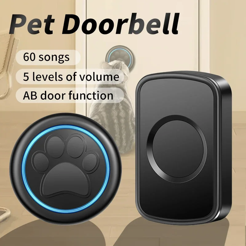 CACAZI Smart Pets Bell for Dog Cat To Go Outside Waterproof Touch Button Doggie for House-Training Sensor Motion Wireless Bell