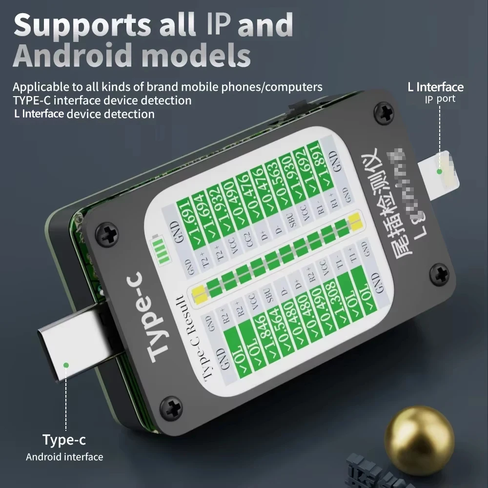 Lanrui SE-II Automatic Tail Plug Detector TYPE-C L Interface for Phone PC Repair Current Voltage Line Detector Tool