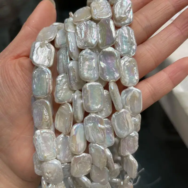 1 Piece DIY Necklace Bracelet Accessory 14x17mm Natural Freshwater Pearl Rectangular Baroque Strand Beads For Jewelry Making
