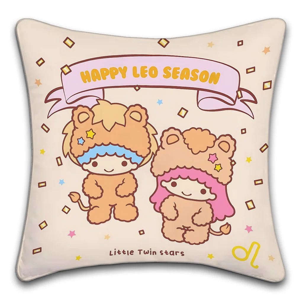 Sanrio Little Twin Stars Pillow Covers Cartoon Sofa Decorative Home Double-sided Printing Short Plush Cushion Cover