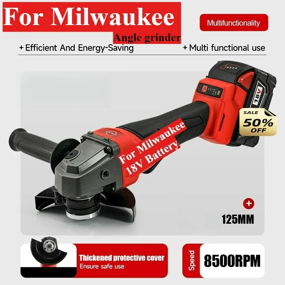 

For Milwaukee 125mm Braking Brushless Angle Grinder M14 Cordless Polishing 3 Gears Variable Speed Cutting Power Tools Batteries