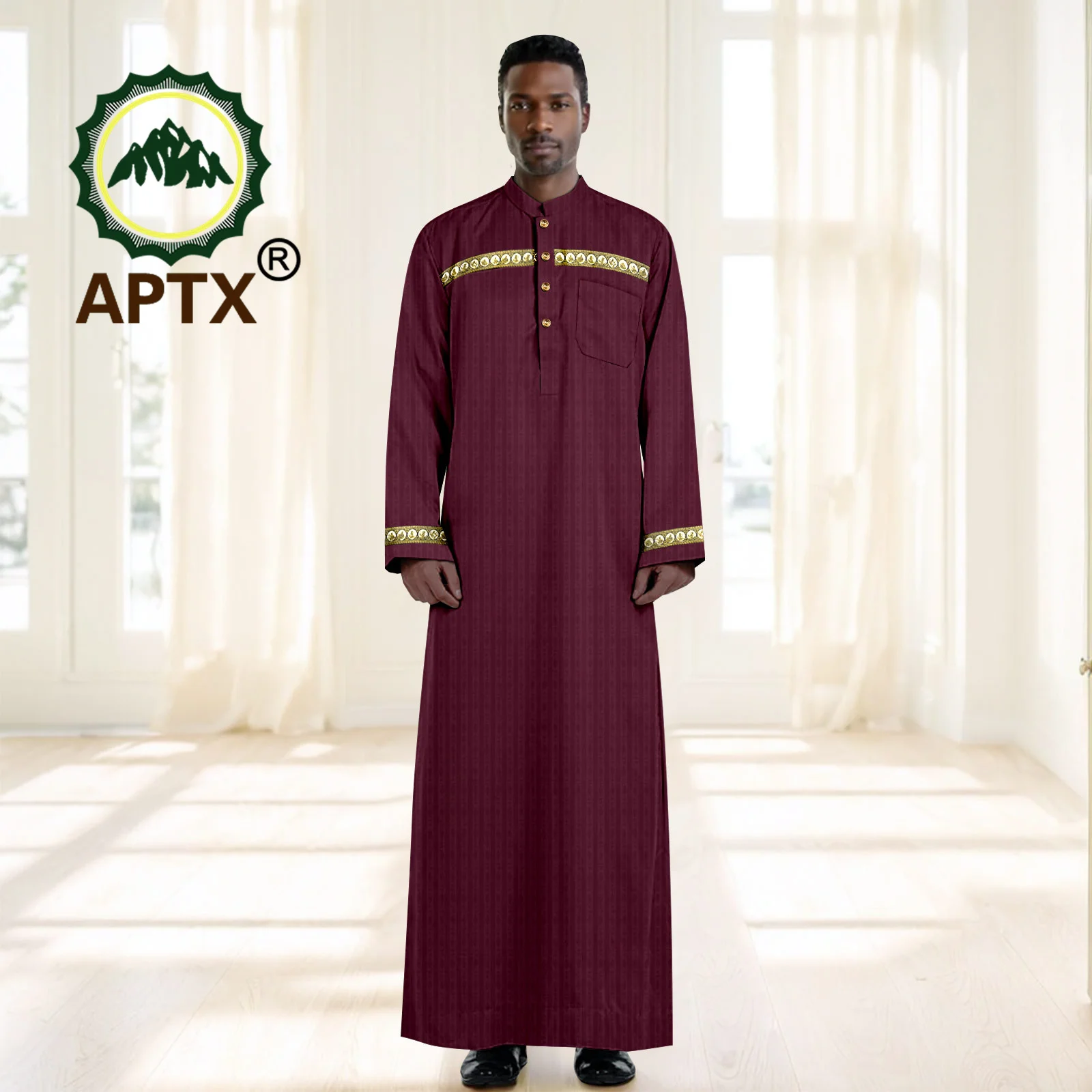 New Fashion Musilim Men Robe Long Sleeve Men Robe Prayer Shirt Loose Abaya Dresses Embroidered Kaftan Formal Dubai Thobe 2412003