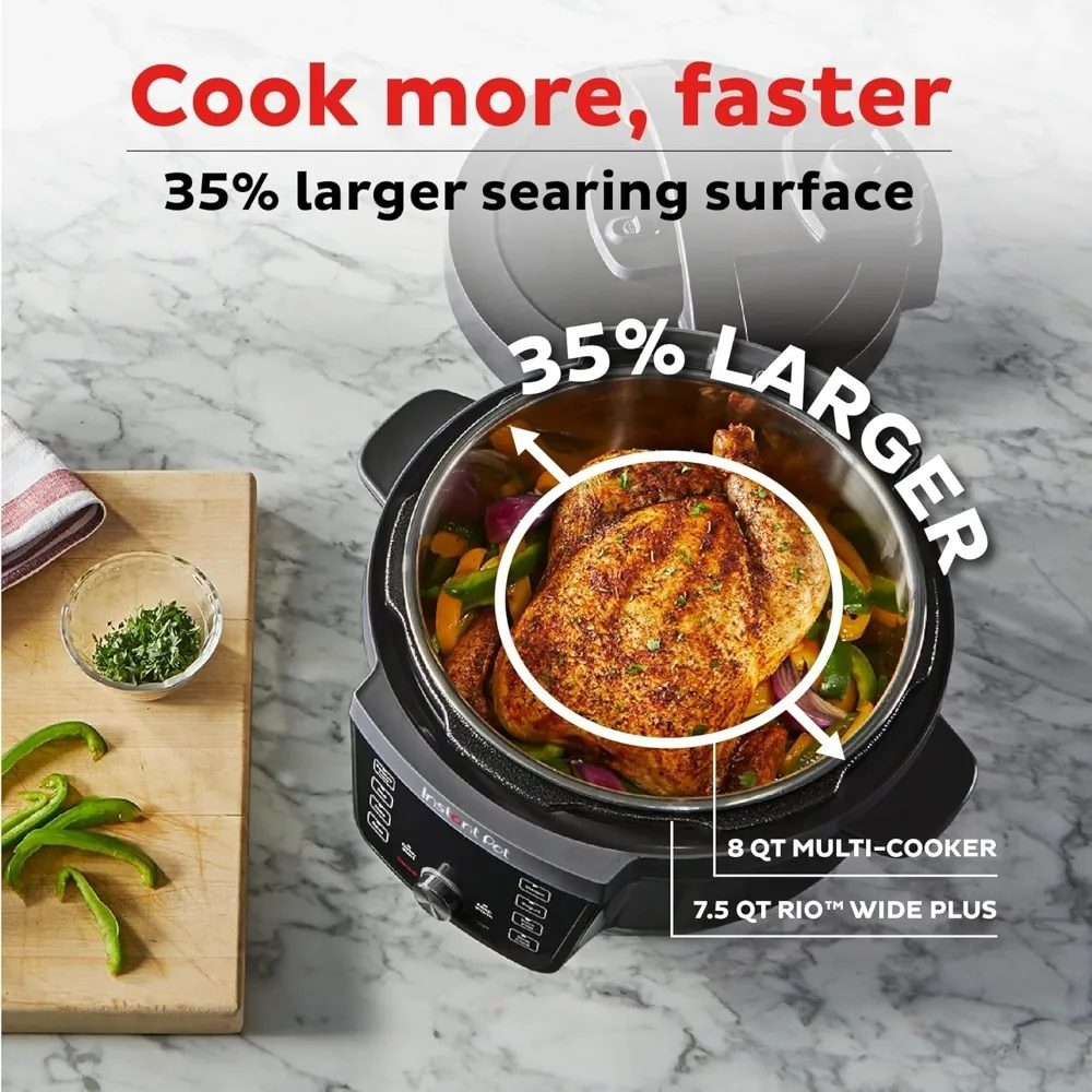 RIO Wide Plus, 7.5 Quarts 35% Larger Cooking Surface, WhisperQuiet Steam Release