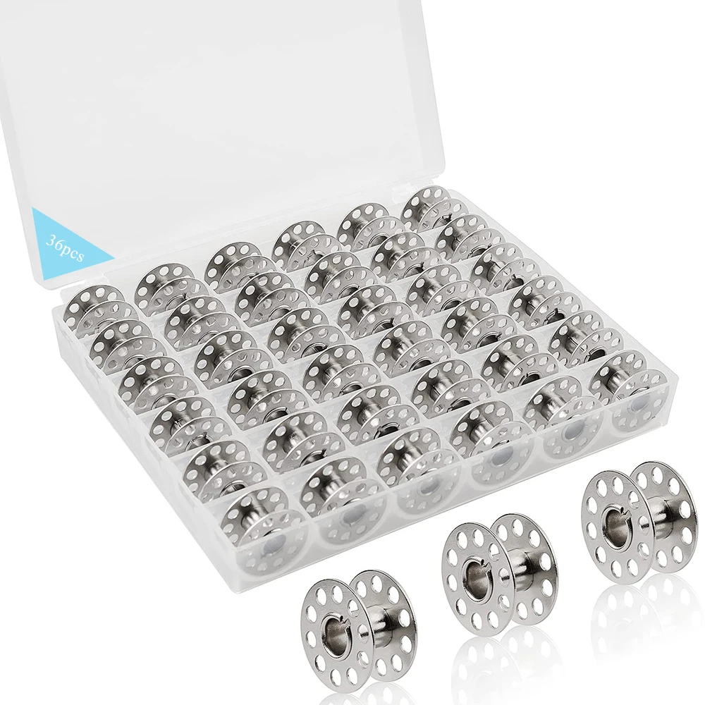 36 teile/satz Metall Spulen mit Kunststoff Fall Nähmaschine Spulen Metall Spulen Set für Die Meisten Nähmaschine Zubehör