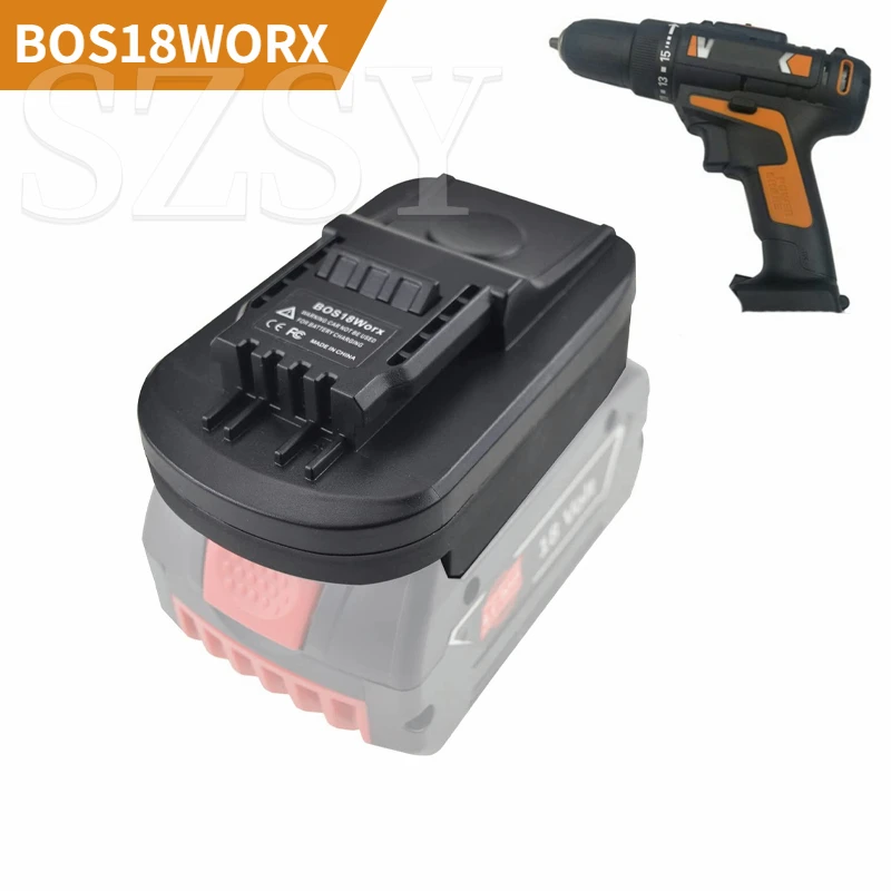 Adapter baterii BOS18WORX do akumulatorów Bosch 18V BAT609 BAT618G Li-ion, konwertuje na akumulatory Worx Orange 20V 4-pinowe do elektronarzędzi.