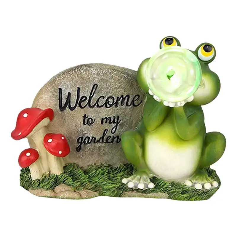 

Frog Garden Decor Waterproof Resin Garden Frogs Outdoor Decor Cute Animal Frog Figurines Pathway Indoor Outdoor Decor Solar Lawn