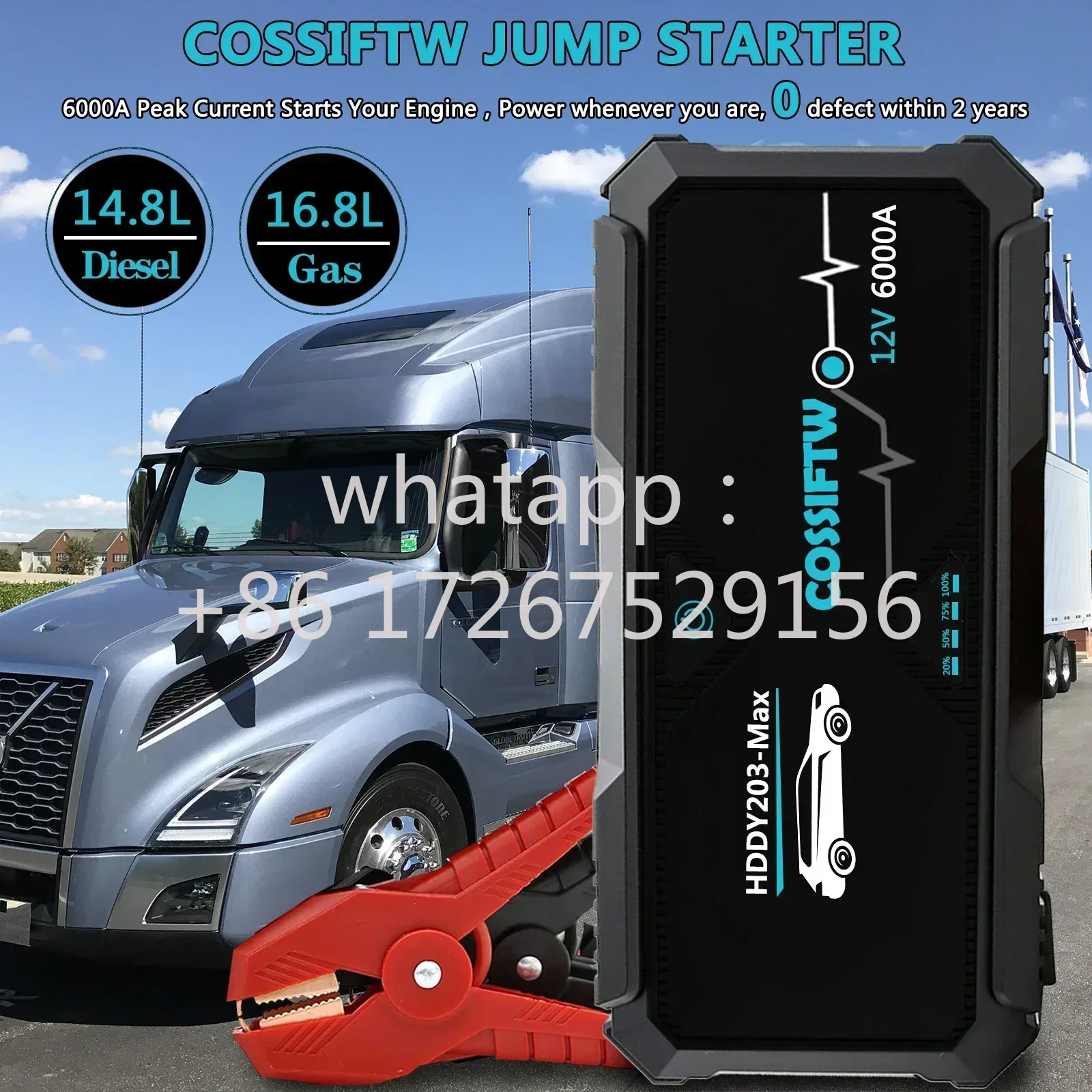 12V Car Jump Starter Power Bank Portable Battery Booster Charger 6000A Starting Device Auto Emergency Start-up Car Charger