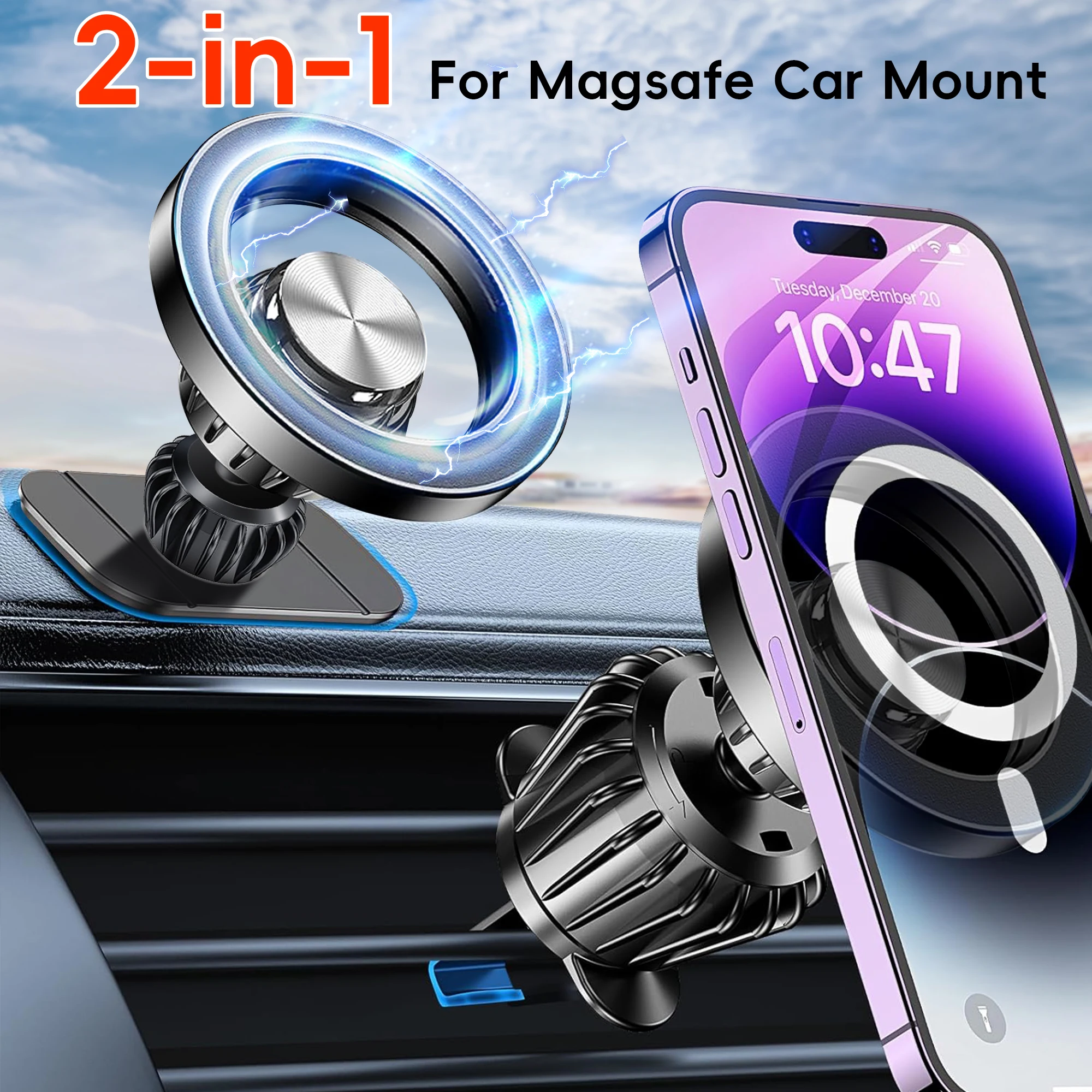 2 in 1 MagSafe Case, Magnetic Phone Holder for Car [Super Magnets] Car Vent Phone Mount, Mag Safe Phone Holder Car Accessories