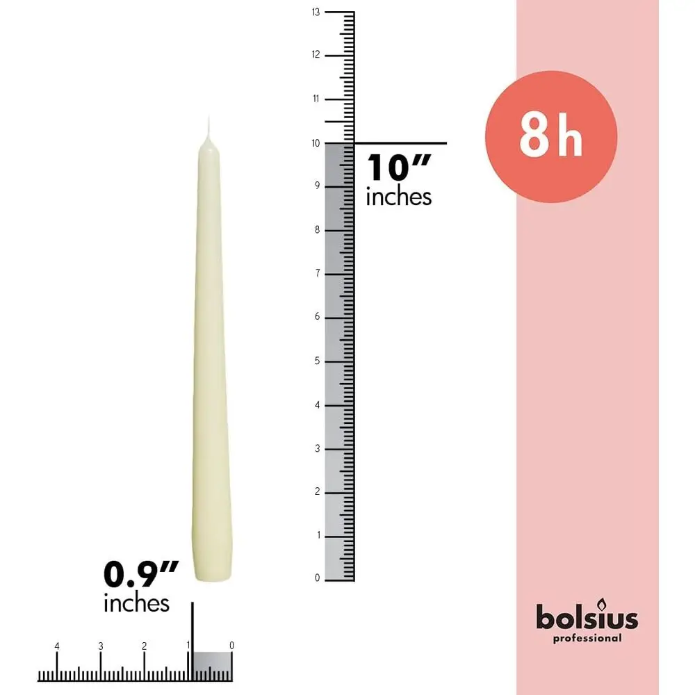 10-Pack Unscented 10 Inch Taper Candles for Dinner, 8-Hour Burn Time, Premium European Quality - Ideal for Home, Wedding, and Pa