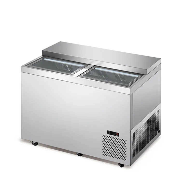 Counter Frost-free Beer Horizontal Freezer 50" Sliding Door Beer Cup Counter Deep Freezer with Two Lids