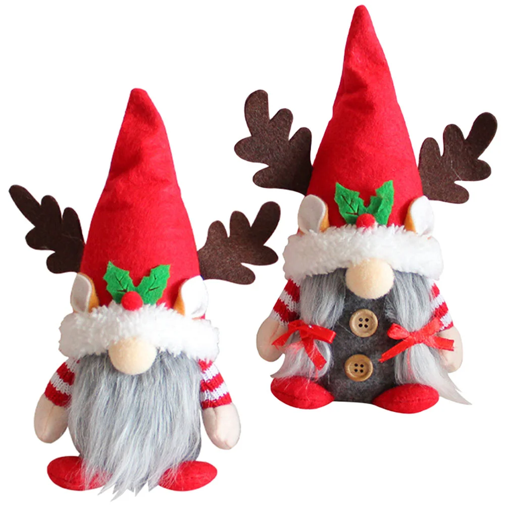 2 Pcs Gift Christmas Lovers Elder Gifts for Stocking Stuffers Faceless Gnome Statue 12x7x22cm Stuffing Cotton Cloth Party