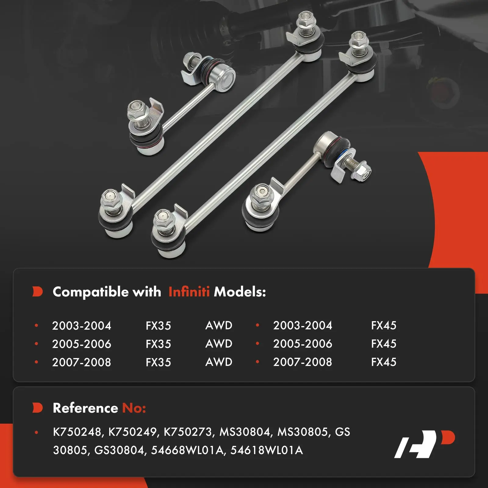 A-Premium 4x Front & Rear Sway Bar Link for Infiniti FX35 FX45 2003 2004 2005 2006 2007 2008