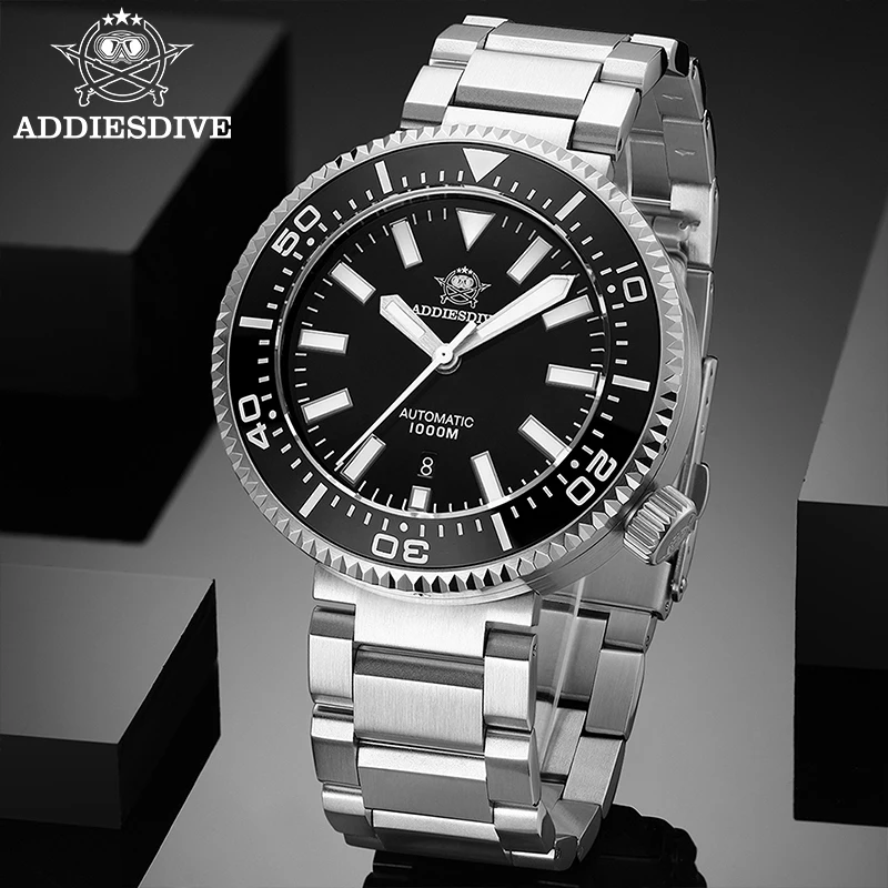 ADDIESDIVE Men's Dive Automatic Watch 1000m Waterproof Sapphire Glass Mechanical Watches AR Coated Ceramic Bezel Super Luminous