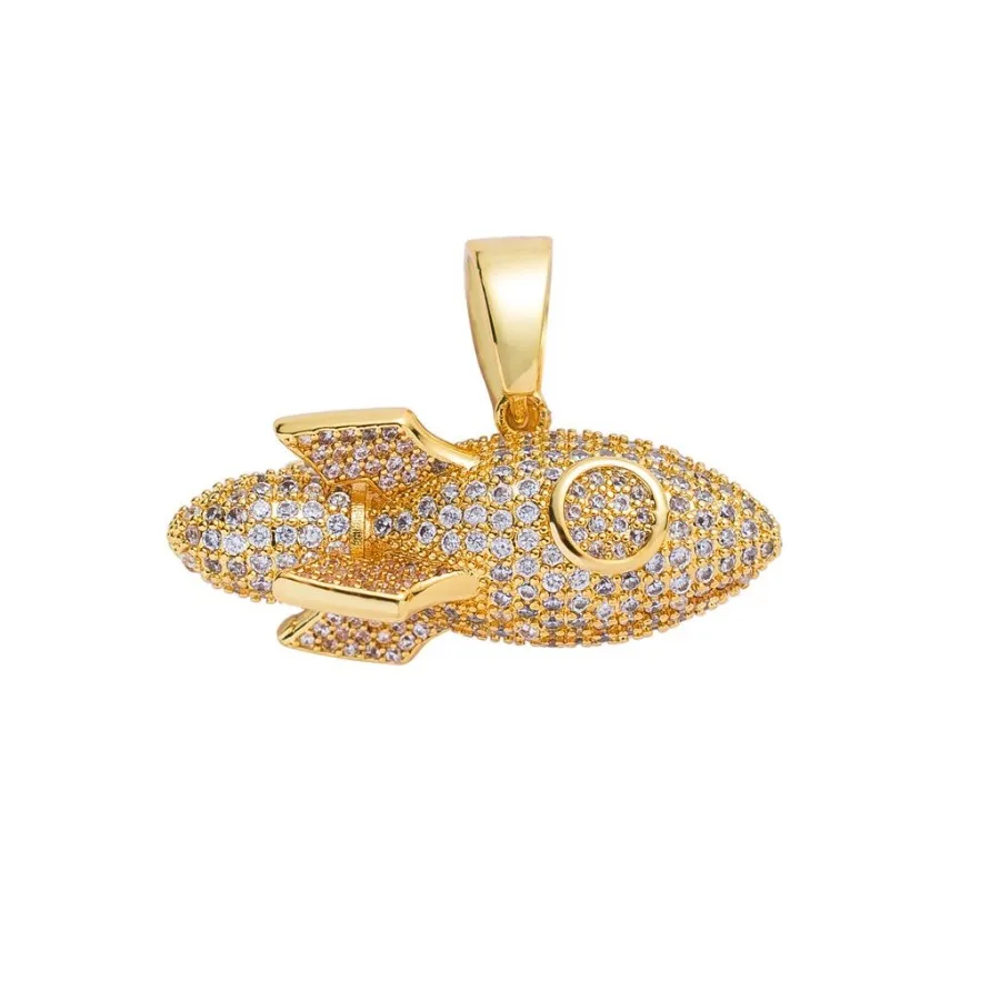 Collier fusée pendentif Micro incrusté Zircon hommes Hiphop