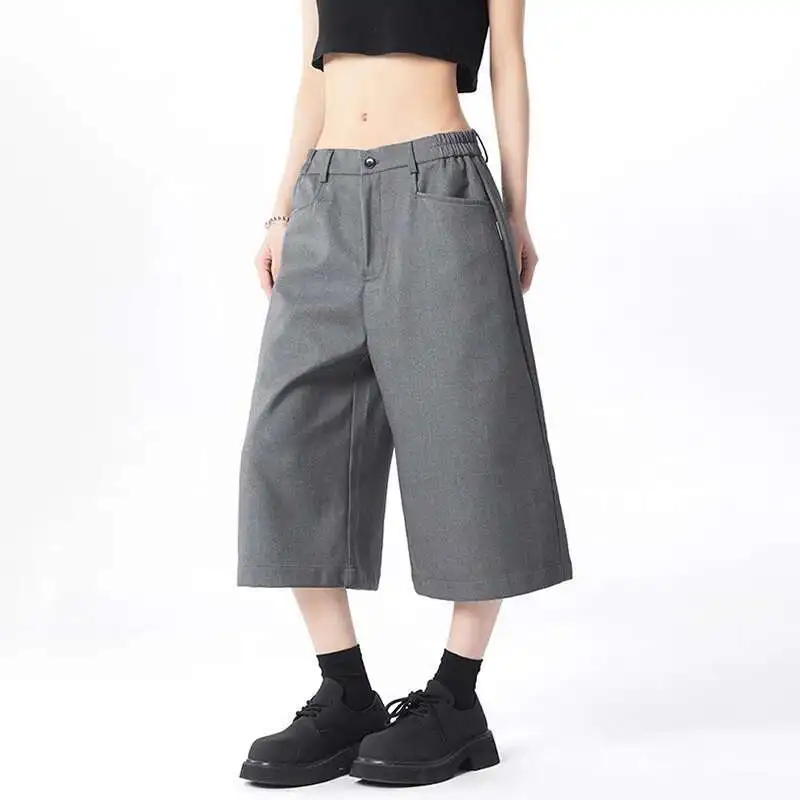 

Простой костюм, мужские шорты, однотонные укороченные брюки с силуэтом, мужские модные универсальные эластичные талии, новый тренд 30QU