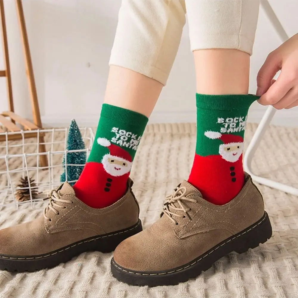 

Мягкие снежные рождественские носки, утепленные хлопковые носки Happy Christmas, носки с изображением лося, чулочно-носочные изделия с героями мультфильмов, Новый год