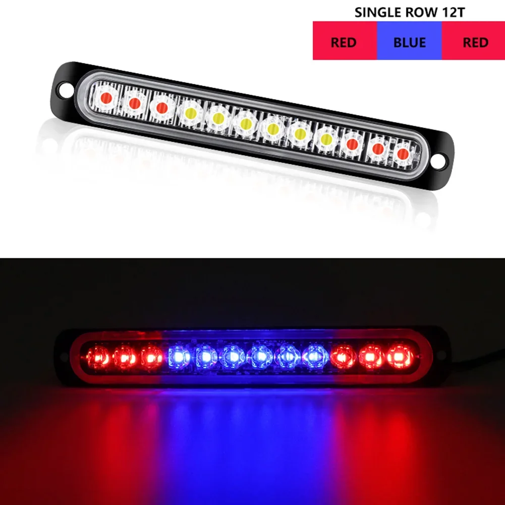 12 LED Strobe Warning Light Strobe Grille Flashing Always on Traffic Light bar Car Beacon Lamp Amber White 12V 24V for Truck