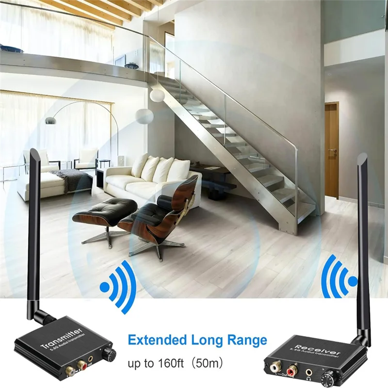 

A25R-Wireless Audio Transmitter And Receiver 50M 5.8G Wireless Audio Adapter With 3.5Mm R/L Converter For TV Box DVD PC