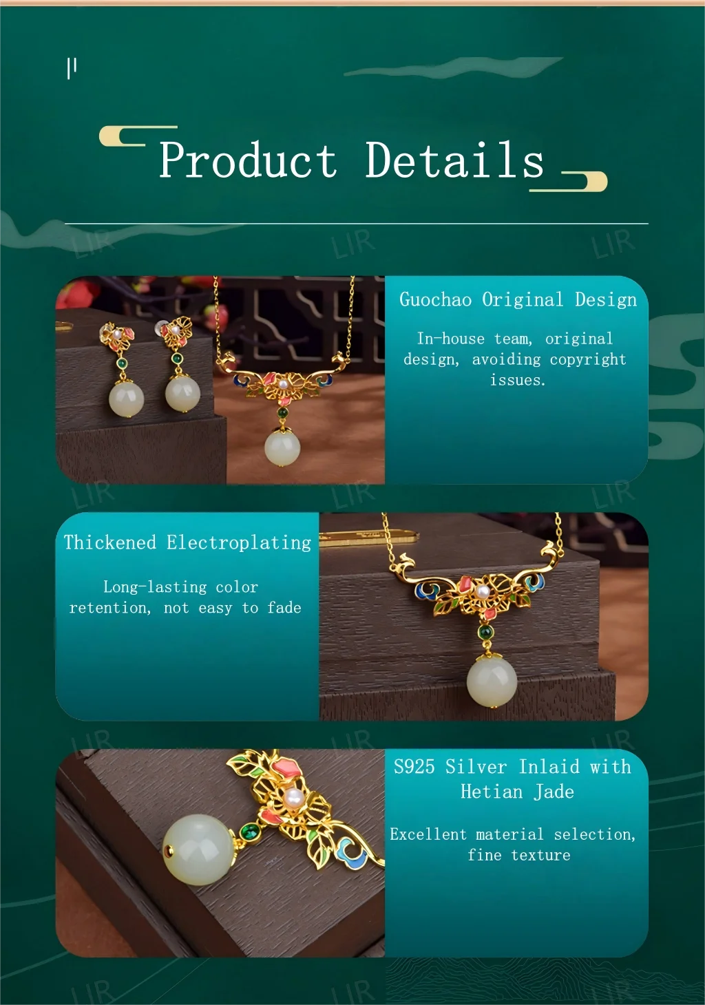 قلادة LIR العصرية S925 الفضية: فينيكس نيرفانا المينا هيتيان اليشم |   الحظ - مساعدة مع شهادة المجوهرات