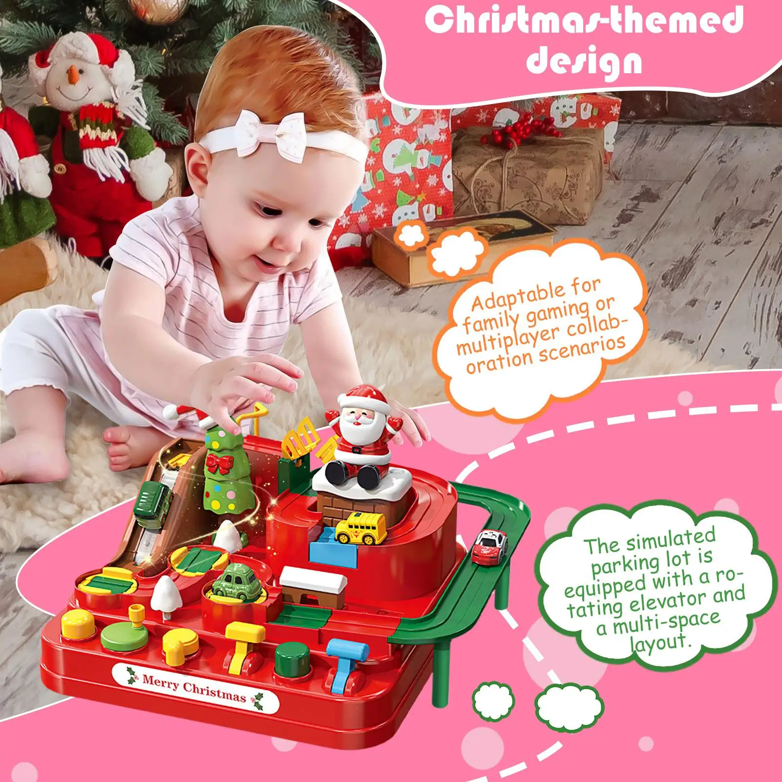 Jouet de piste de voiture de noël, jeu de course festif interactif, jouets pour enfants, voiture de Construction pour amis, garçons, filles, enfants et filles