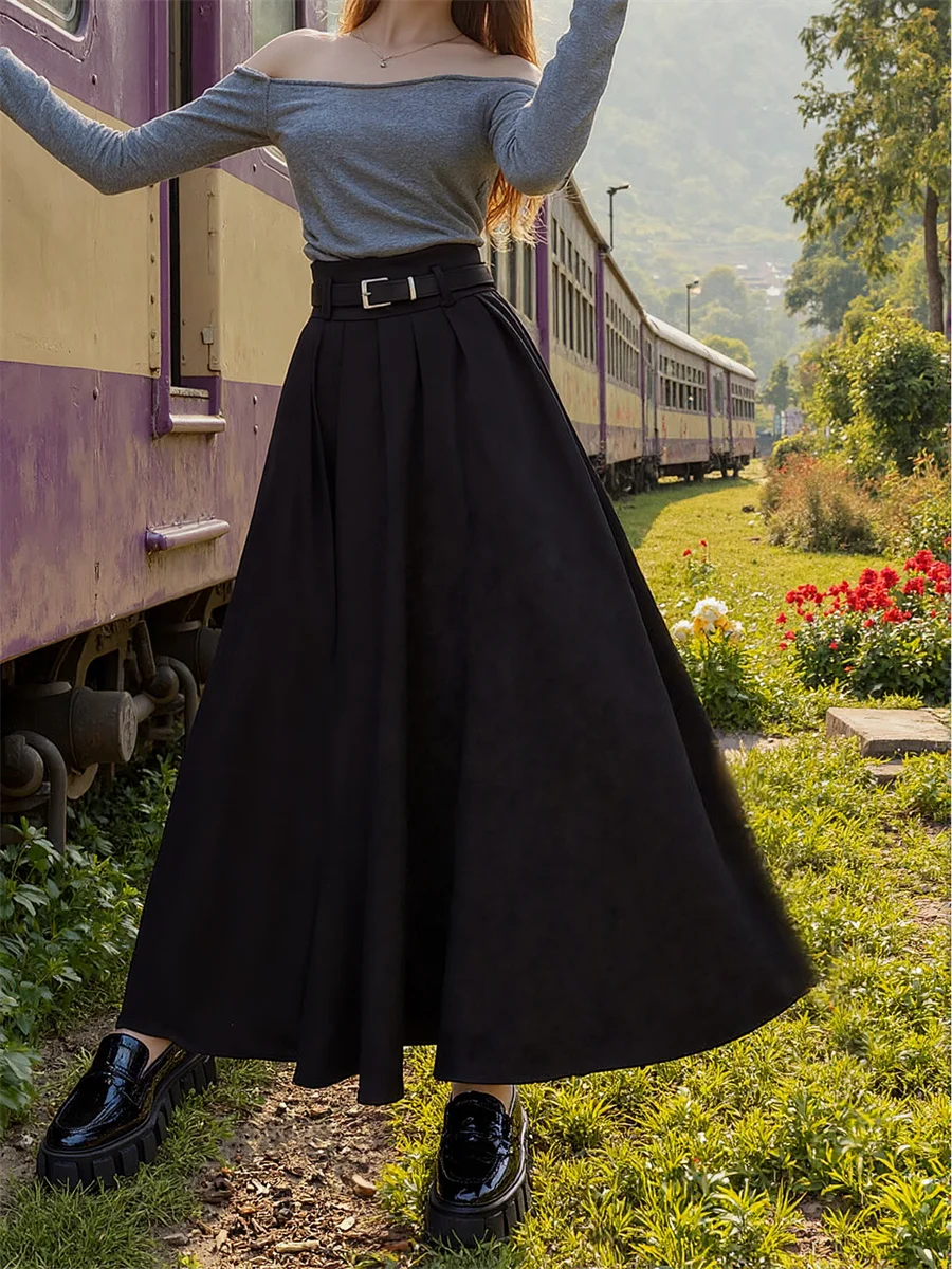 

Pleated Floor Length Skirts Womens Knotted Ruched Belted Waist Skirt Mesh Patchwork Chic Flowing Sweet Feminine Modern