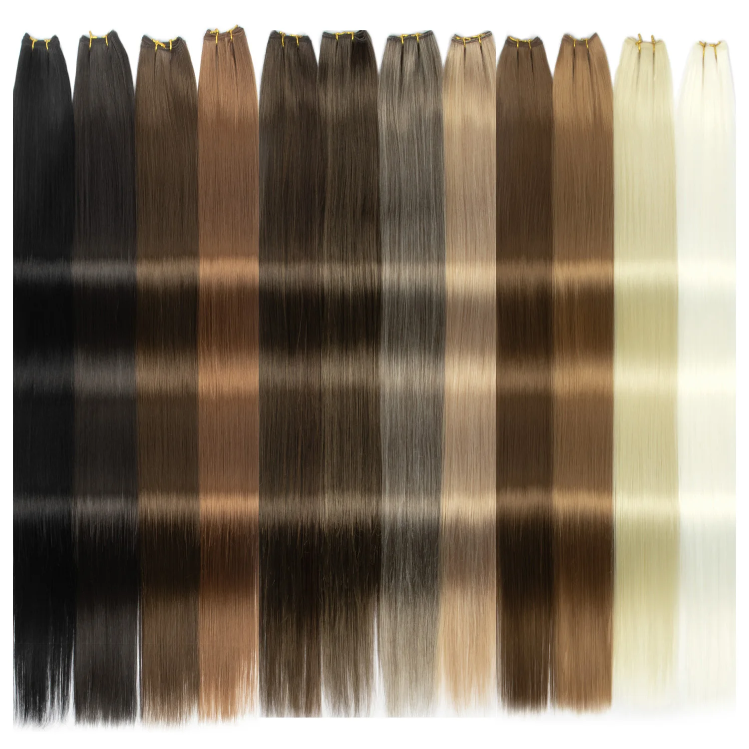 26 Inch 50g Coffee Ombre Brown Orange Soft Hair Weaving Synthetic High Temperature Highlight Piano Blonde Straight Hair Bundles