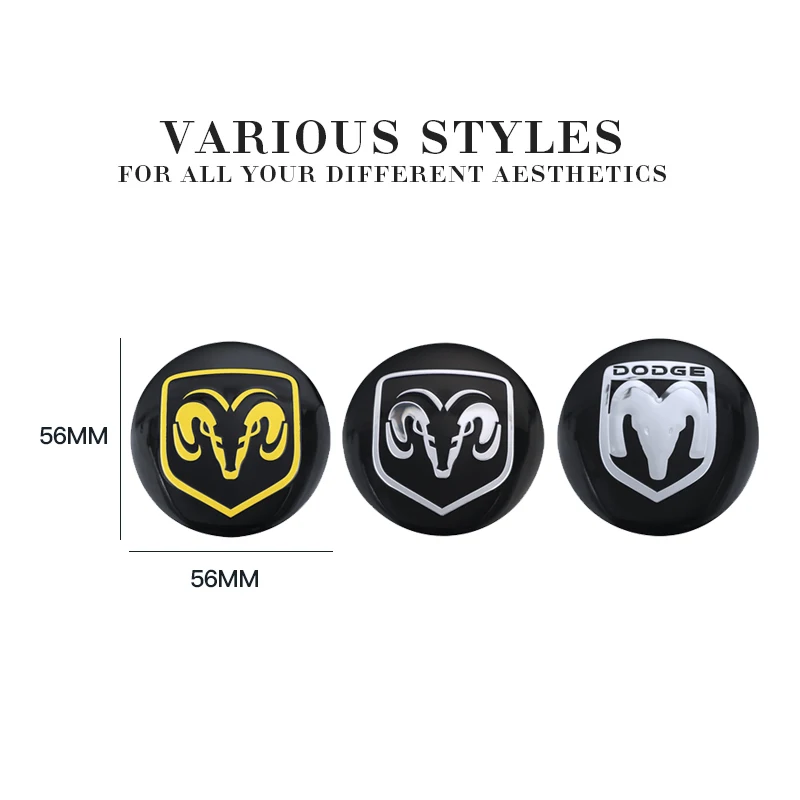 4Pcs Car Emblem Wheel Hub Center Cap Sticker Rim Badge Cover For Dodge Charger Challenger Durango Journey Ram 1500 Nitro Caliber