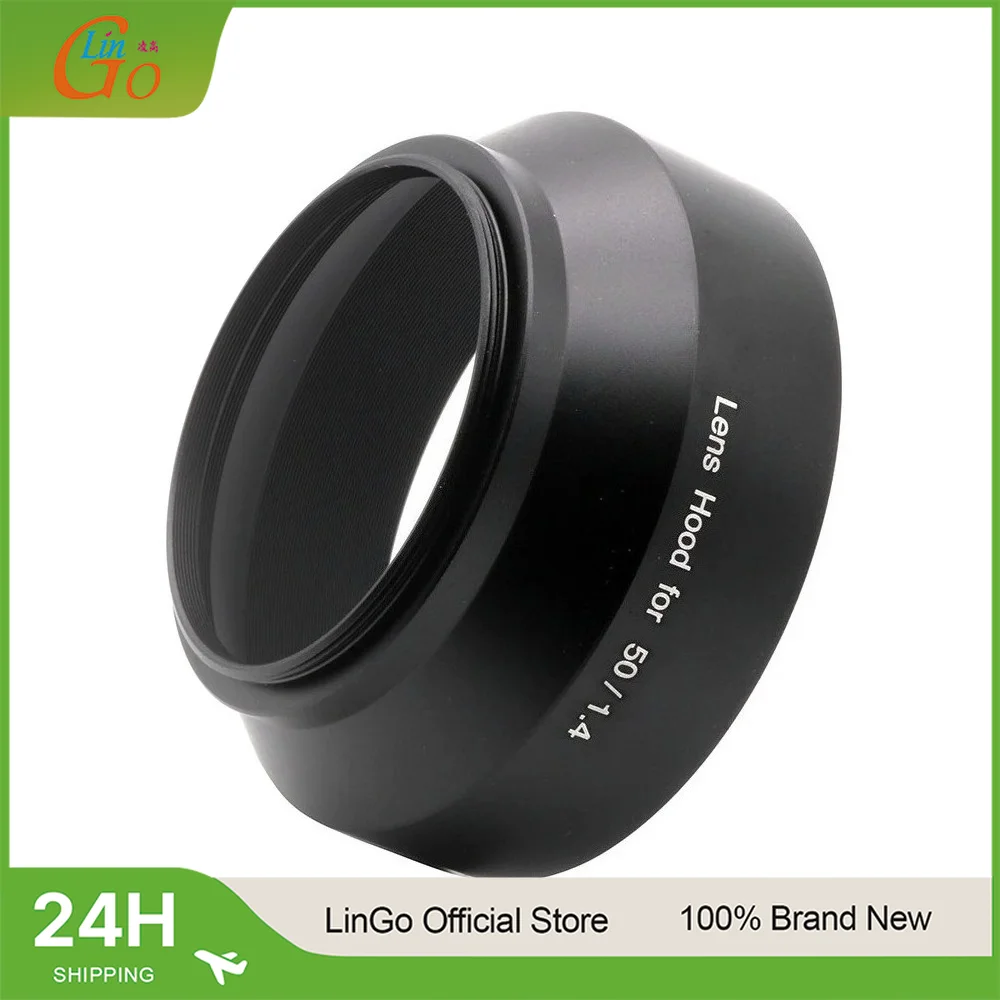 LinGo Universal 52mm Screw Mount Metal Lens Hood Shade for 50mm f/1.4 F-Mount M42 MD OM SLR Black Camera Lens Hoods