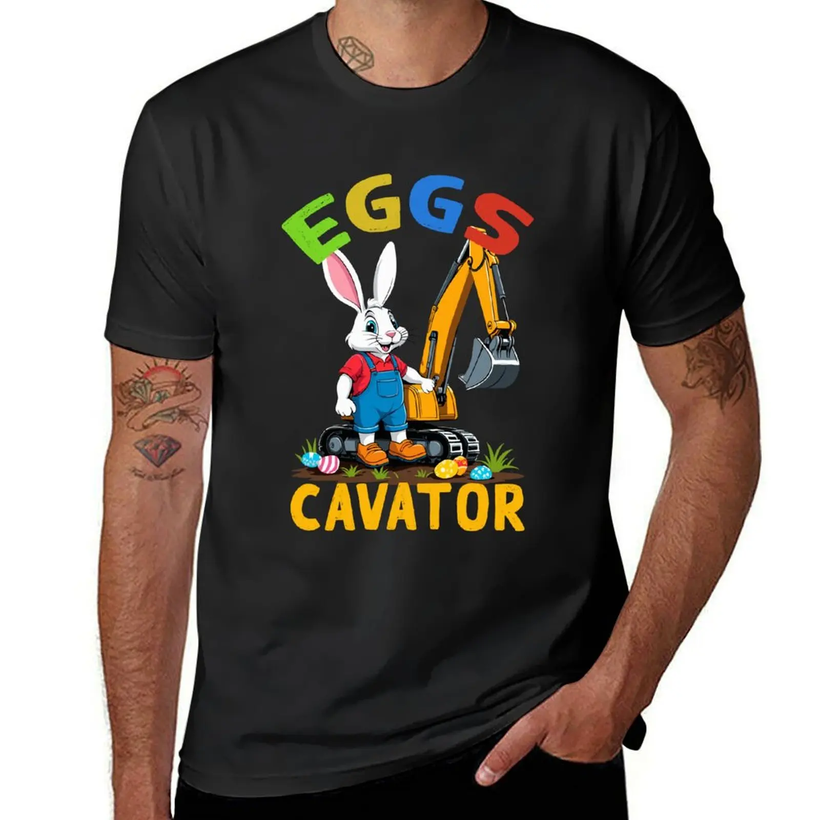 Funny Easter saying Easter bunny excavator driver T-Shirt tops korean fashion tees sweat mens clothing