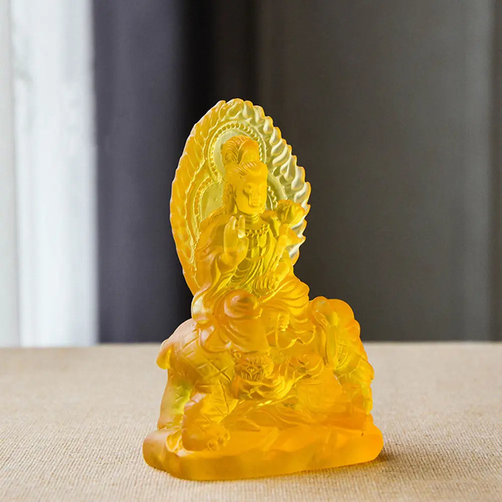 Exquisite Resin Kwan Yin Buddha Statue Decor for Home Office Living Room Desk Cabinet Tabletop Solemn Goddess of Compassion