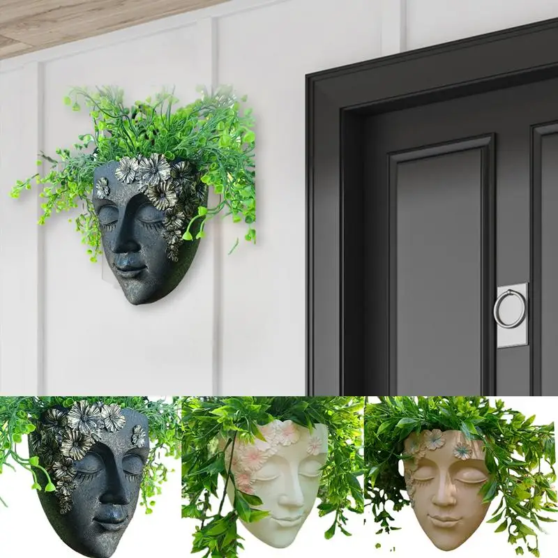 

New Face Head Planter Succulent Plant Flower Pot Resin Container Flowerpot Figure Garden Decor Tabletop Ornament Plants Vase