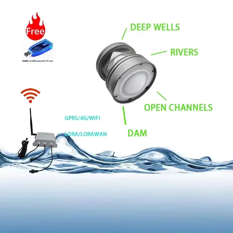 Rd MODBUS River  Radar Water Flow Rate Meter Dam Water Level Sensors For Reservoir Tank Liquid Level Transmitter